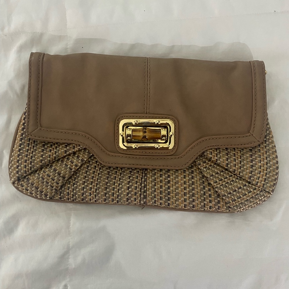 Aldo Tan and Brown Woven Clutch
